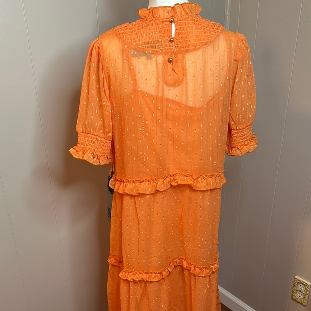 NWT Double D Ranch Orange Ruffle Smocked Maxi Dress - Picture 10 of 15